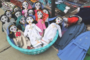 Dolls for sale at the Afghan Women’s Bazaar, New Kabul Compound, Afghanistan