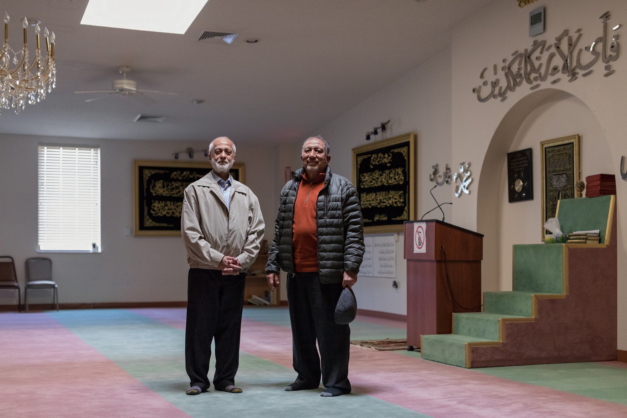 Photo: immigrants from India and Pakistan stand inside the Princeton Masjid, home of the Islamic Society of Appalachian Region. Credit: Jessie Parks/ODI, 2018