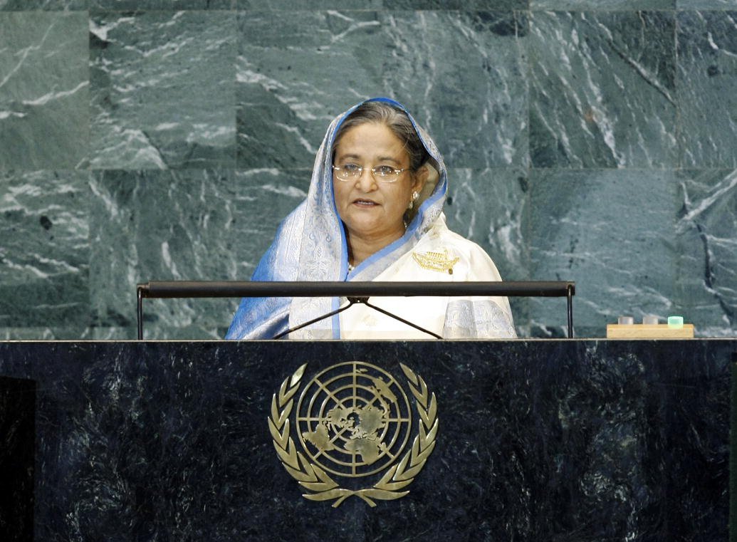 Prime Minister Sheikh Hasina of Bangladesh addresses the UN General Assembly. UN Photo/Paulo Figueiras (CC BY-NC-ND 2.0)
