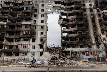 Borodyanka, a commuter town not far from the capital, Kyiv, on April 5, where as many as 200 people were missing and presumed dead under the rubble.