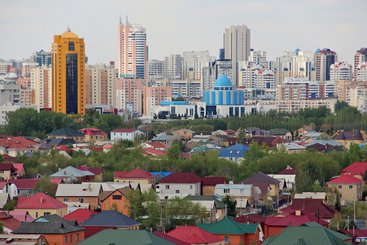 Homes near an urban area in Kazakhstan