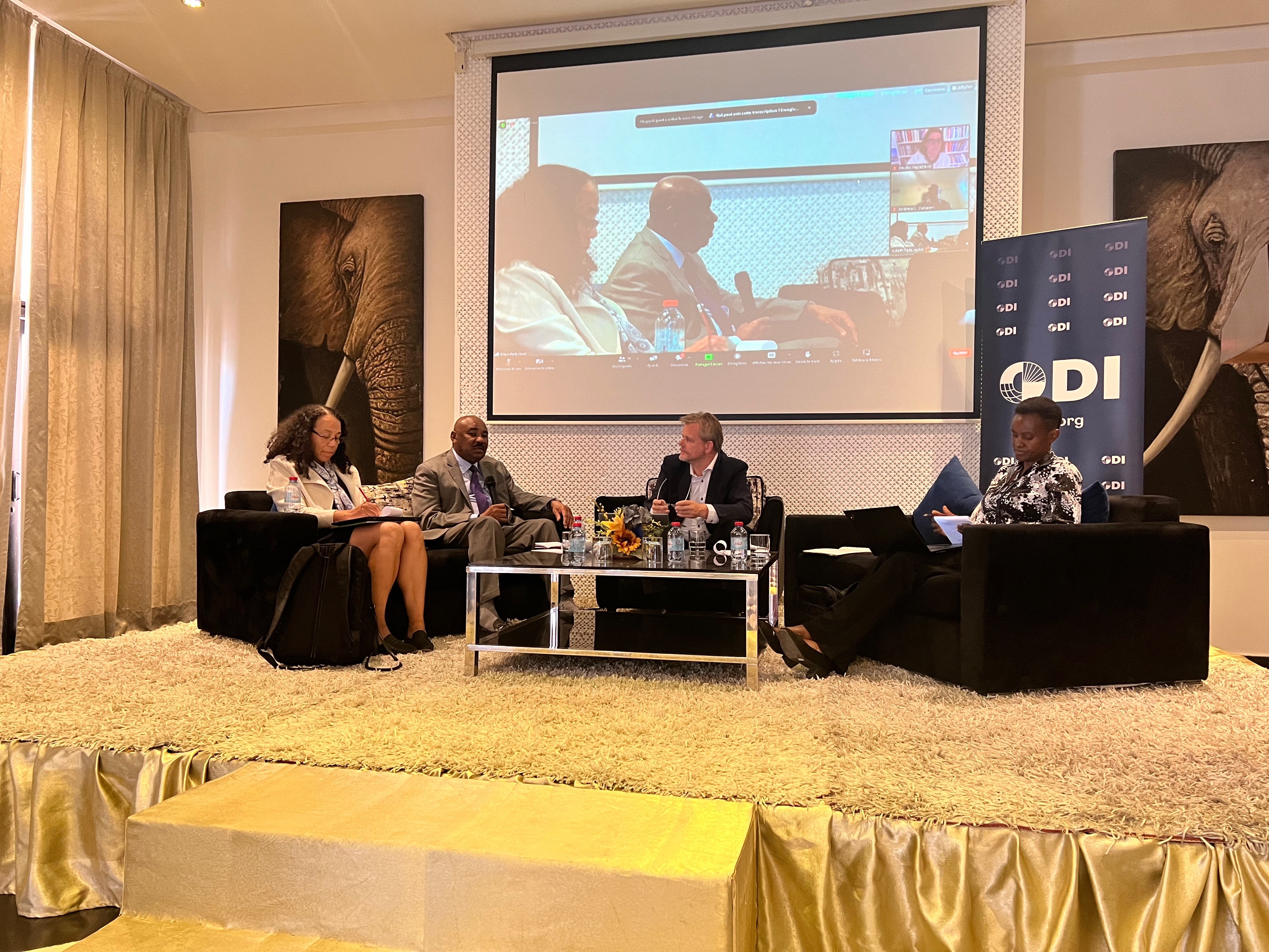 SITA Director, Dirk Willem (centre) chairing a session on Resilience-building in Africa with Catherine Anne Maria Pattillo (IMF), Dr Ibrahim El Badawi (Economic Research Forum) and Dianah Muchai (African Economic Research Consortium)
