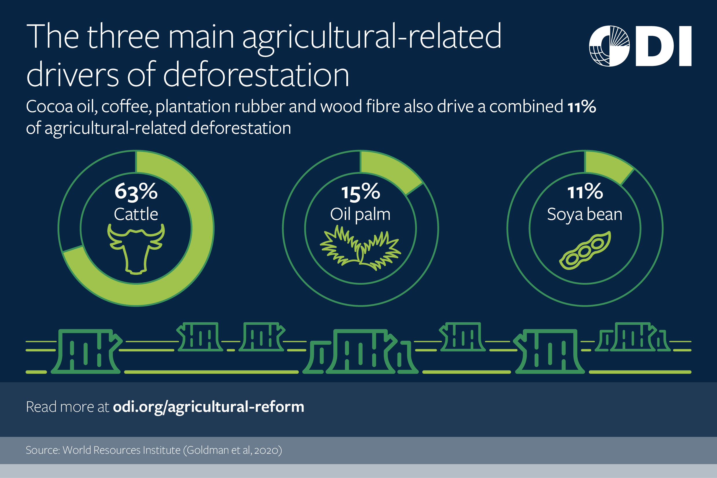 The three main agricultural-related drivers of deforestation.