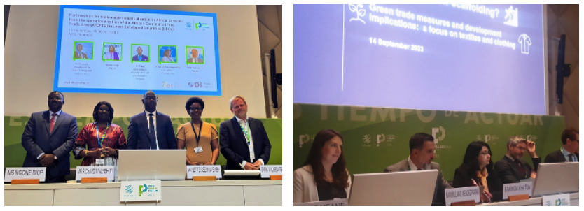 WTO session on Partnerships for sustainable industrialisation in Africa with SITA Director, Dirk Willem, (left) and the 'Green trade measures and their development implications' session with SITA Technical Lead, Max Mendez-Parra.