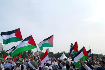 Palestine solidarity march Indonesia Dec 2023