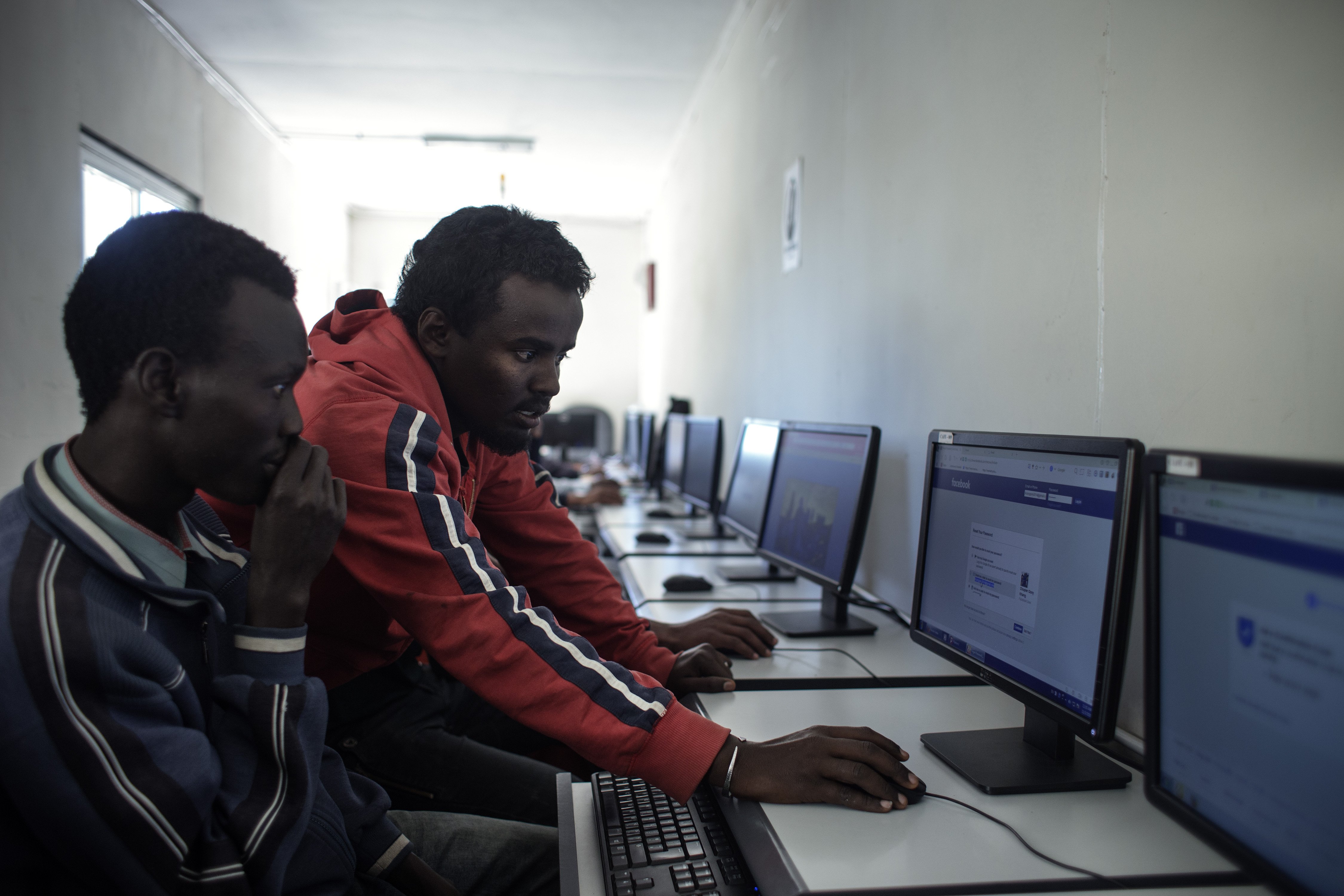 Yesuf working in the internet café at the JRS centre in Addis Ababa