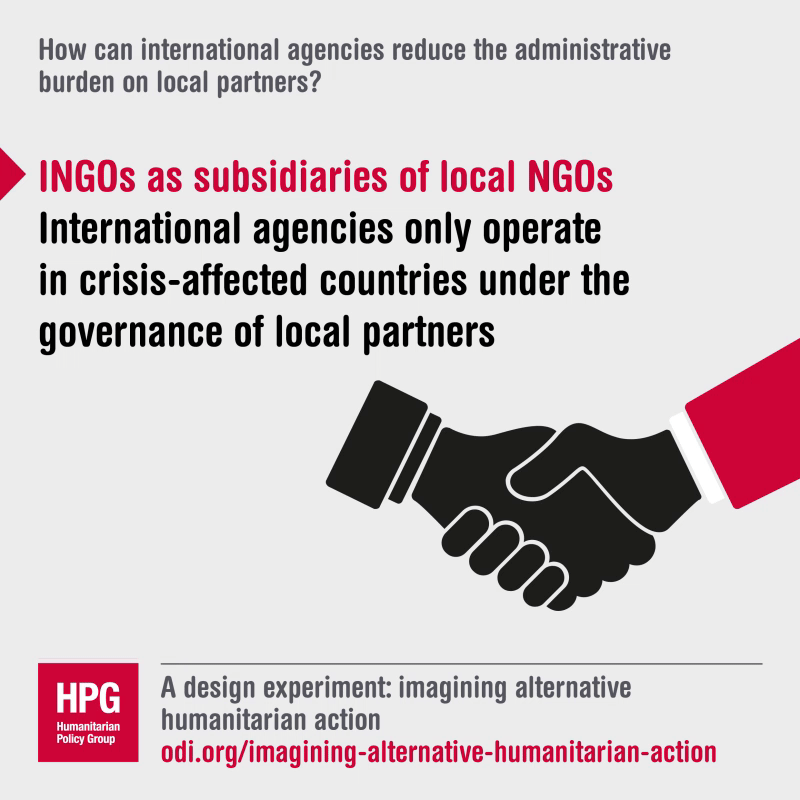How can international agencies reduce the administrative burden on local partners?