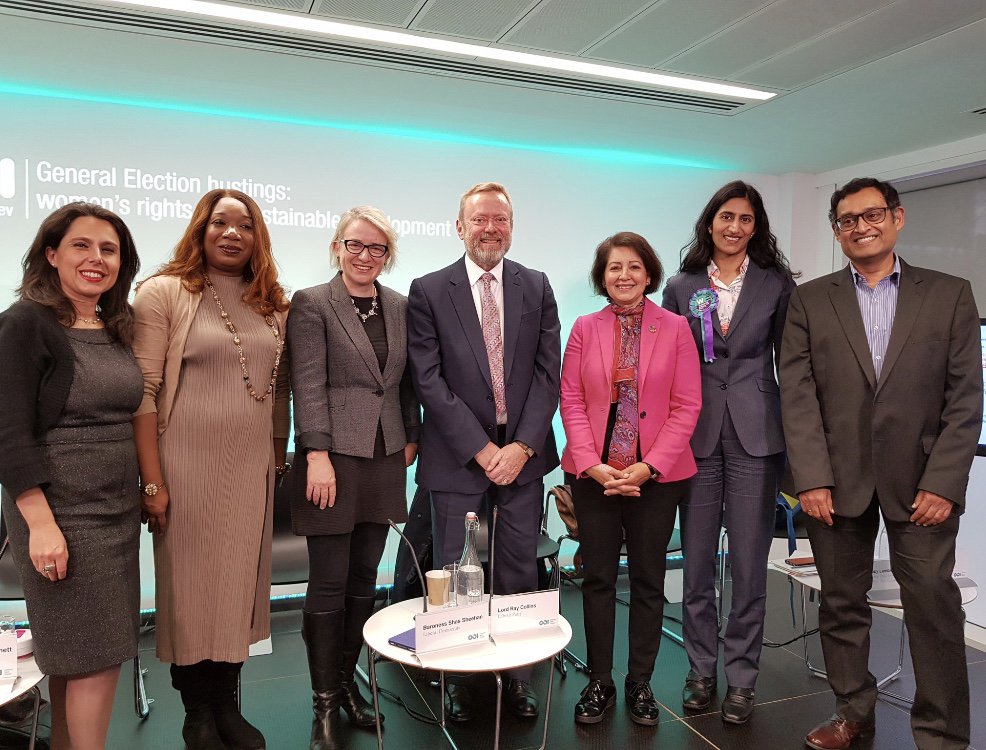 Representatives from the Brexit, Green, Labour, Liberal Democrat and Women’s Equality parties participating in ODI and ActionAid's hustings event. Photo: ODI