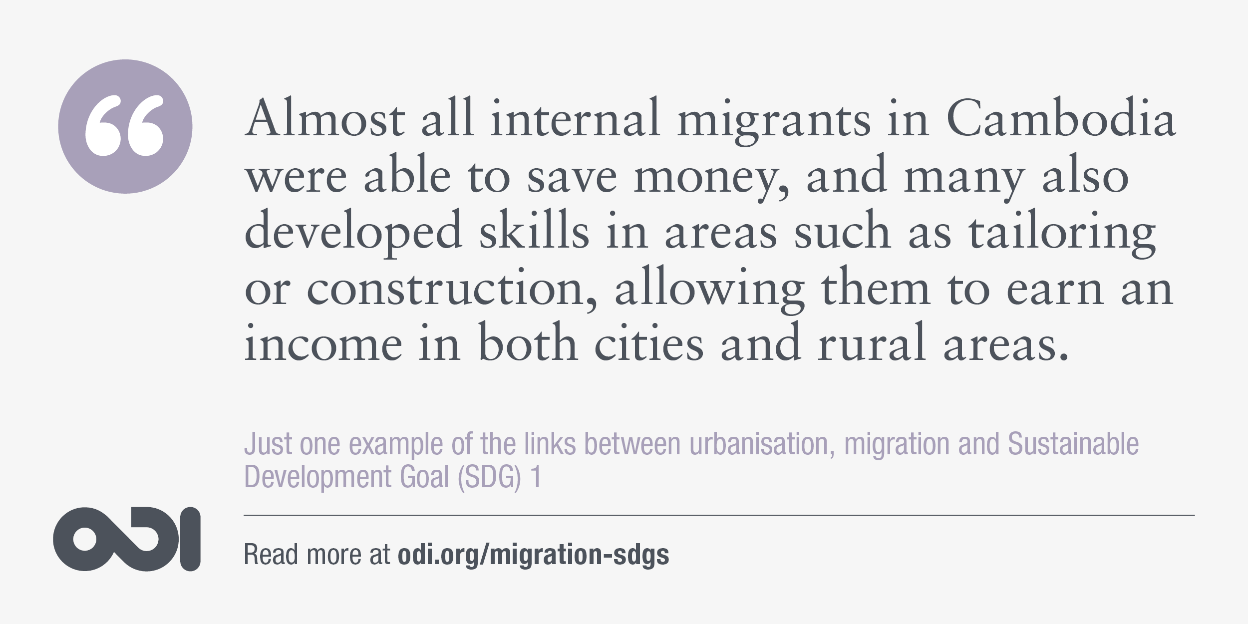 The links between urbanisation, migration and SDG 1. 