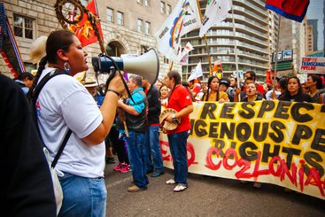 Indigenous Peoples' group at New York climate protest