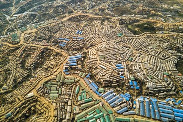An aerial view of Kutupalong Refugee Camp and Camp Extension, Bangladesh.