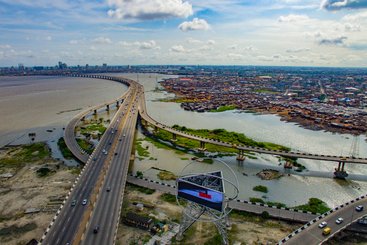 Aerial view of Third Mainland Bridge Lagos, Nigeria